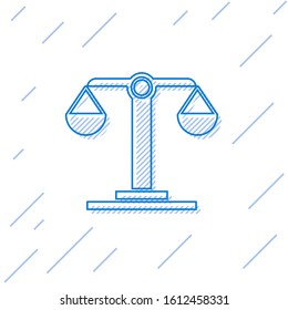 Blue line Libra zodiac sign icon isolated on white background. Astrological horoscope collection.  Vector Illustration