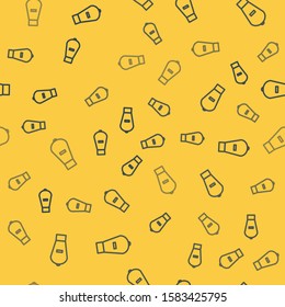 Blue line Lift bag icon isolated seamless pattern on yellow background. Diving underwater equipment.  Vector Illustration