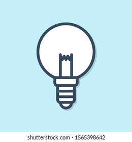 Blue line Light bulb with concept of idea icon isolated on blue background. Energy and idea symbol. Inspiration concept.  Vector Illustration
