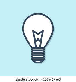Blue line Light bulb with concept of idea icon isolated on blue background. Energy and idea symbol. Inspiration concept.  Vector Illustration