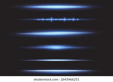 Blue line light creates a long abstract background. Space energy and glowing effects add magic to the night. Ideal as an Overlay for futuristic designs.
