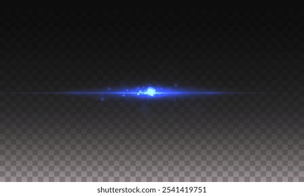 Blue line light effect. Blue glowing neon lines. The golden glow of dust and glare. Flash of light. gold dust bokeh. Golden confetti shimmers on a dark background.