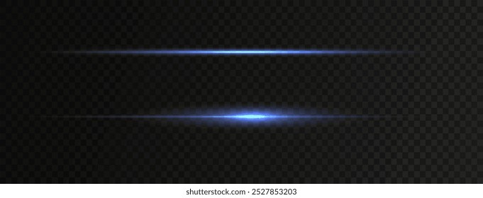 Blue line light effect. Golden glowing neon lines. The blue glow of dust and glare. Flash of light. white dust bokeh. Gold confetti shimmers on a dark background.