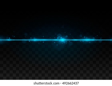 Blue line with light effects. Isolated on black transparent background. Vector illustration, eps 10.