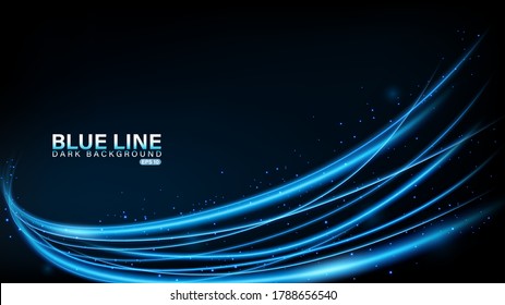 Línea azul de luz sobre fondo oscuro, Ilustración vectorial