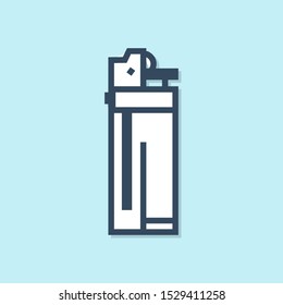 Blue line Lighter icon isolated on blue background.  Vector Illustration