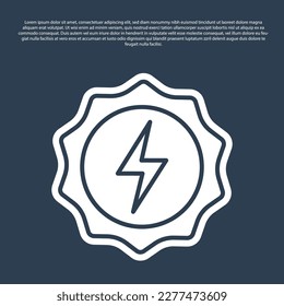 Blue line Lightning bolt icon isolated on blue background. Flash sign. Charge flash icon. Thunder bolt. Lighting strike.  Vector