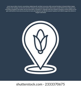 Blue line Location corn icon isolated on blue background.  Vector