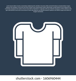 Blue line Long sleeve shirt icon isolated on blue background.  Vector Illustration