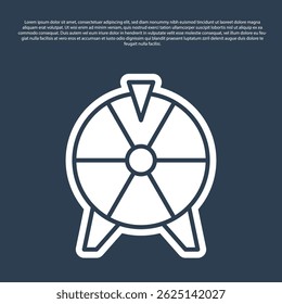 Blue line Lucky wheel icon isolated on blue background.  Vector