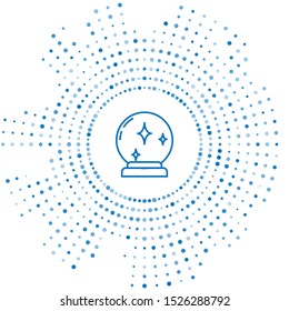 Blue line Magic ball icon isolated on white background. Crystal ball. Abstract circle random dots. Vector Illustration
