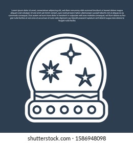 Blue line Magic ball icon isolated on blue background. Crystal ball.  Vector Illustration