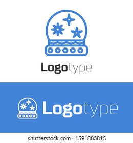 Blue line Magic ball icon isolated on white background. Crystal ball. Logo design template element. Vector Illustration