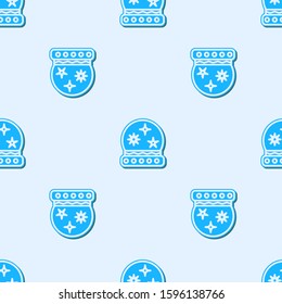 Blue line Magic ball icon isolated seamless pattern on grey background. Crystal ball.  Vector Illustration
