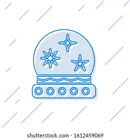 Blue line Magic ball icon isolated on white background. Crystal ball.  Vector Illustration