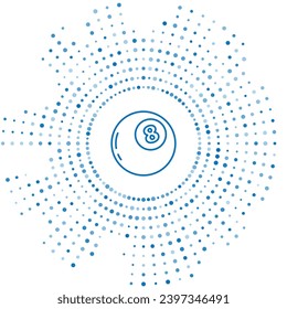 Blue line Magic ball of predictions for decision-making icon isolated on white background. Crystal ball. Abstract circle random dots. Vector Illustration
