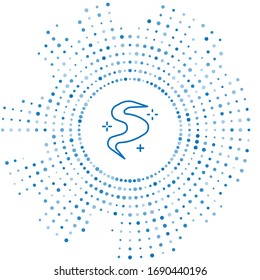 Blue line Magic fog or smoke icon isolated on white background. Abstract circle random dots. Vector Illustration