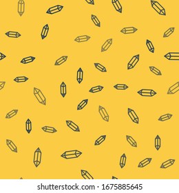 Icono de piedra mágica línea azul aislado sin fisuras en fondo amarillo. Cristal de fantasía. Gema de joyas para el juego.  Ilustración vectorial