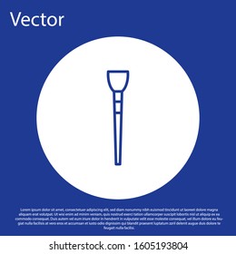 Blue line Makeup brush icon isolated on blue background. White circle button. Vector Illustration