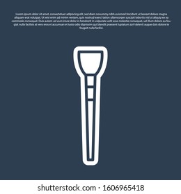 Blue line Makeup brush icon isolated on blue background.  Vector Illustration