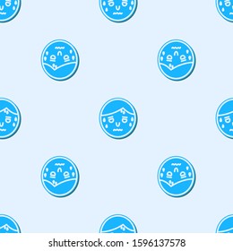 Blue line Man with excessive sweating icon isolated seamless pattern on grey background.  Vector Illustration