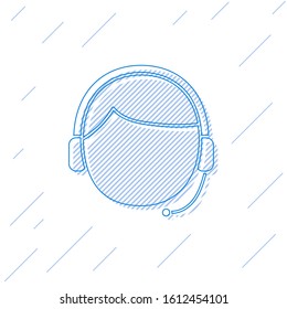 Blue line Man with a headset icon isolated on white background. Support operator in touch. Concept for call center, client support service.  Vector Illustration