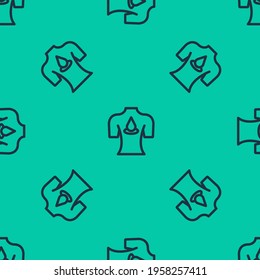 Blue line Massage with aroma oils icon isolated seamless pattern on green background. Relaxing, leisure.  Vector