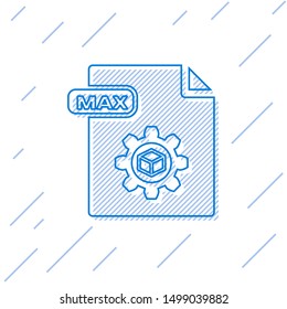 Blue line MAX file document. Download max button icon isolated on white background. MAX file symbol.  Vector Illustration