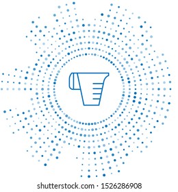 Blue line Measuring cup to measure dry and liquid food icon isolated on white background. Plastic graduated beaker with handle. Abstract circle random dots. Vector Illustration