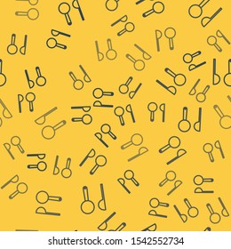 Blue line Measuring spoon icon isolated seamless pattern on yellow background.  Vector Illustration