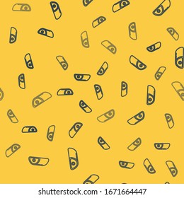 Blue line Meat icon isolated seamless pattern on yellow background.  Vector Illustration
