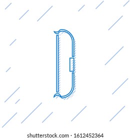 Blue line Medieval bow icon isolated on white background. Medieval weapon.  Vector Illustration