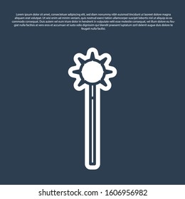 Blue line Medieval chained mace ball icon isolated on blue background. Medieval weapon.  Vector Illustration