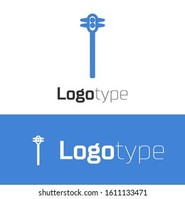 Blue line Medieval chained mace ball icon isolated on white background. Medieval weapon. Logo design template element. Vector Illustration