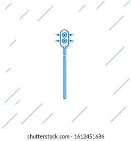 Blue line Medieval chained mace ball icon isolated on white background. Medieval weapon.  Vector Illustration