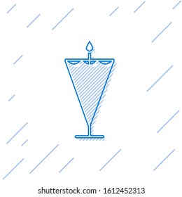 Blue line Medieval flag icon isolated on white background. Country, state, or territory ruled by a king or queen.  Vector Illustration