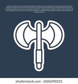 Blue line Medieval poleaxe icon isolated on blue background.  Vector