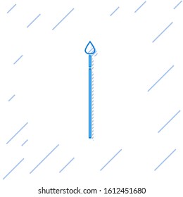 Blue line Medieval spear icon isolated on white background. Medieval weapon.  Vector Illustration
