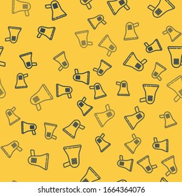 Icono Megáfono de línea azul aislado sin fisuras en fondo amarillo. Concepto de alerta de voz alta. Torno para la promoción del grito de Mouthpiece. Ilustración vectorial
