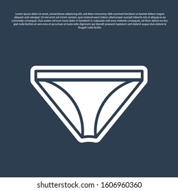 Blue line Men underpants icon isolated on blue background. Man underwear.  Vector Illustration