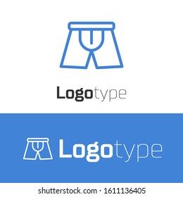 Blue line Men underpants icon isolated on white background. Man underwear. Logo design template element. Vector Illustration