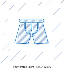 Blue line Men underpants icon isolated on white background. Man underwear.  Vector Illustration