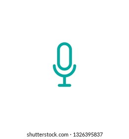 blue line microphone icon. linear button. Audio message, voice, record,  speak sign. Vector illustration isolated on white 