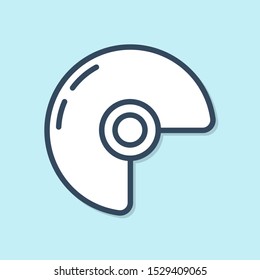 Blue line Military helmet icon isolated on blue background. Army hat symbol of defense and protect. Protective hat.  Vector Illustration