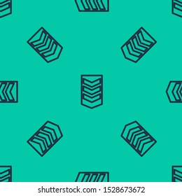 Blue line Military rank icon isolated seamless pattern on green background. Military badge sign.  Vector Illustration