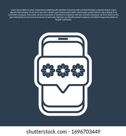 Blue line Mobile and password protection icon isolated on blue background. Security, safety, personal access, user authorization, privacy. Vector Illustration