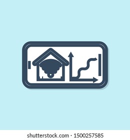 Blue line Mobile phone with smart home with wi-fi icon isolated on blue background. Remote control.  Vector Illustration