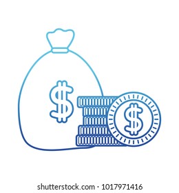 blue line money inside bag with peso symbol and coins