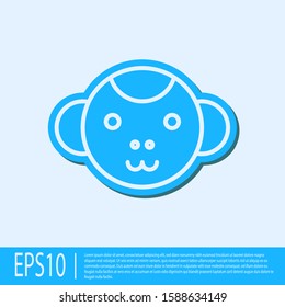 Blue line Monkey zodiac sign icon isolated on grey background. Astrological horoscope collection.  Vector Illustration