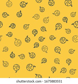 Línea azul Luna con icono de bandera aislado sin fisuras en el fondo amarillo.  Ilustración vectorial